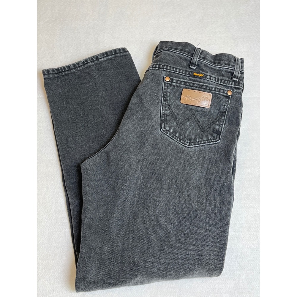 Vintage Wrangler Mens Straight Leg Jeans Faded Black Denim Western 90s Cawboy‎
